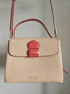 Burberry Small Two-tone Leather and House Check Top Handle Crossbody Bag - Beige